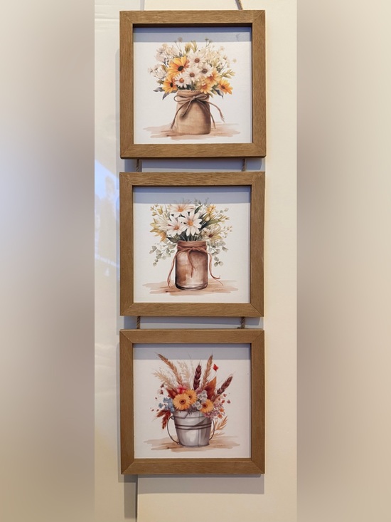 Other - Pretty Watercolor Flowers Wood Wall Decor- NWT